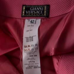 Pre Owned Gianni Versace Pink Silk Vintage Long Jacket & Skirt Suit M