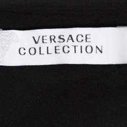 Pre Owned Versace Collection Black Mechanic Print Stretch Paneled Sheath Dress M
