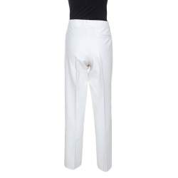 Pre Owned Versace Vintage Off White Cotton Straight Fit Trousers M