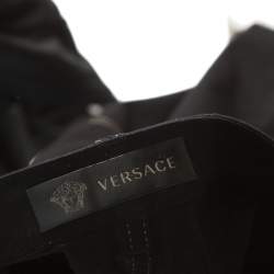 Versace Black Denim Greek Key Eyelet Trim Slim Fit Jeans S