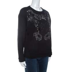 مملوكة مسبقًا Versace Black Medusa Embellished Wool Sweatshirt M