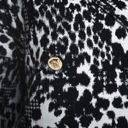 Pre Owned Versace Monochrome Jacquard Wool Double Breasted Coat M