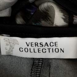 Pre Owned Versace Collection Black Printed Knit Dolman Sleeve Top S