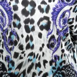 Pre Owned Versace Collection Black Printed Knit Dolman Sleeve Top S