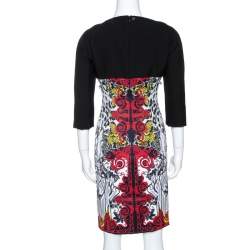 Pre Owned فستان فيرساتشي "كولكشن" كريب مطبوع أسود مقاس وسط (ميديوم)