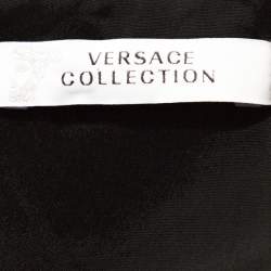 Pre Owned فستان فيرساتشي "كولكشن" كريب مطبوع أسود مقاس وسط (ميديوم)