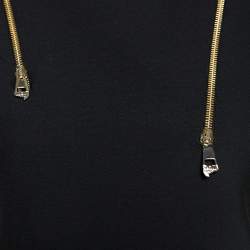 Pre Owned فستان فيرساتشي "كولكشن" بلا أكمام و بكتف مزين بسحاب تريكو أسود مقاس وسط (ميديوم)