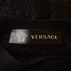 مملوكة مسبقًا Versace Black Perforated Knit Sleeveless Crew Neck Top M