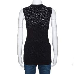 مملوكة مسبقًا Versace Black Perforated Knit Sleeveless Crew Neck Top M