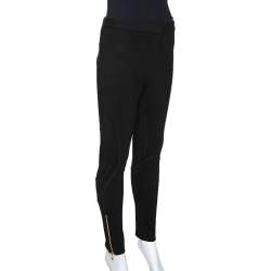 Pre Owned بنطلون فيرساتشي مزين بشبك كريب مرن أسود مقاس وسط (ميديوم)