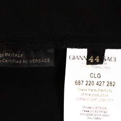 Pre Owned بنطلون فيرساتشي مزين بشبك كريب مرن أسود مقاس وسط (ميديوم)