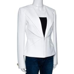 Pre Owned Versace Collection Off White Pleat Detail Blazer M