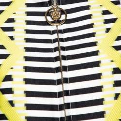 Pre Owned Versace White Striped Jacquard Cotton Zip Front Jacket S