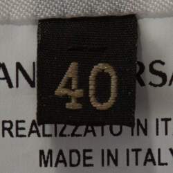 Pre Owned Versace White Striped Jacquard Cotton Zip Front Jacket S