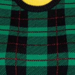 Pre Owned Versace Green Wool Tartan Pattern Sleeveless Sweater Vest S