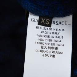 Pre Owned Versace Blue Velvet Medusa Embroidered Sweatpants XS