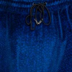 Pre Owned Versace Blue Velvet Medusa Embroidered Sweatpants XS