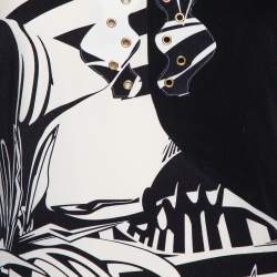 Pre Owned فستان فيرساتشي طول للركبه حافة غير متماثلة حرير مطبوع أسود مقاس وسط (ميديوم)