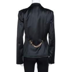 Pre Owned Versace Black Wool Medusa Chain Detail Tailored Blazer M