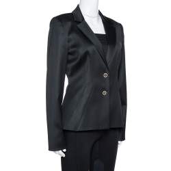 Pre Owned Versace Black Wool Medusa Chain Detail Tailored Blazer M