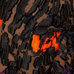 Pre Owned Versace Brown Camouflage Fil Coupé One-Shoulder Dress S