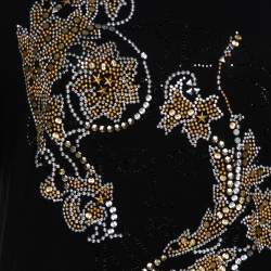 مملوكة مسبقًا تي شيرت فيرساتشي جيرسيه مزخرف شعا رالماركة أسود و ذهبي مقاس وسط (ميديوم)