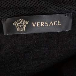 Pre Owned Versace Black Knit Medusa Detail Zip Up Hooded Jacket XL