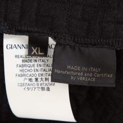 Pre Owned Versace Black Knit Medusa Detail Zip Up Hooded Jacket XL