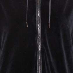 Pre Owned Versace Black Velvet Medusa Embroidered Zip Up Hoodie XL