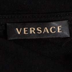 Pre Owned Versace Black & Gold Medusa Embellished Jersey T-Shirt XL