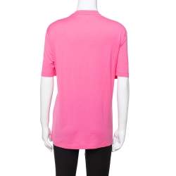 Pre Owned Versace Pink Cotton Medusa Appliqued Crew Neck T-Shirt L