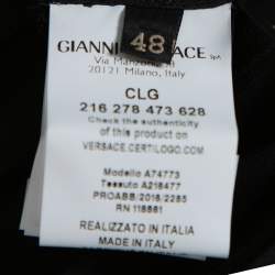 Pre Owned بلوزة فيرساتشي رقبة مزينة رباط و ازرار أمامية حرير أسود مقاس كبير (لارج)