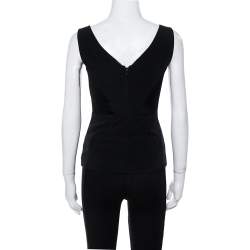 Pre Owned توب فيرساتشي تنورة فوقية تريكو مرن قصات خليط قماش أسود مقاس صغير (سمول)