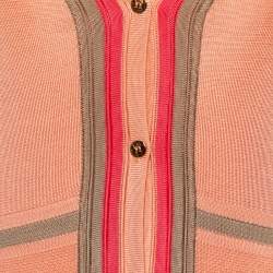 مملوكة مسبقًا Versace Peach Knit Striped Button Front Cardigan M