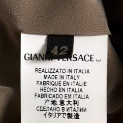 Pre Owned Versace Gold Foil Print Silk Sleeveless Sheath Dress M