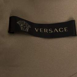 Pre Owned Versace Gold Foil Print Silk Sleeveless Sheath Dress M