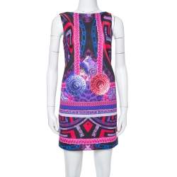 Versace Purple Medusa Print Jersey Shift Dress S