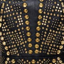 مملوكة مسبقًا فستان فيرساتشي مزخرف معدن جلد أسود مقاس صغير (سمول)