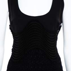 مملوكة مسبقًا Versace Black Silk & Eyelet Lace Sleeveless Sheath Dress L