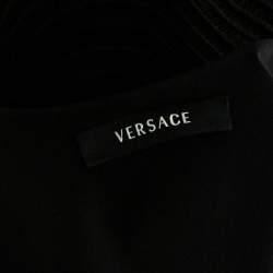 مملوكة مسبقًا Versace Black Silk & Eyelet Lace Sleeveless Sheath Dress L