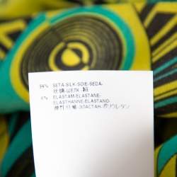 Pre Owned Versace Yellow Printed Silk Shirt & Cotton Mini Skirt Set S