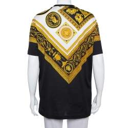 Pre Owned Versace Black Baroque Printed Cotton Crewneck T -Shirt S
