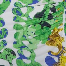 مملوكة مسبقًا فستان فيرساتشي متوسط الطول بلا أكمام مكشكش تريكو متعدد الألوان مقاس وسط (ميديوم)