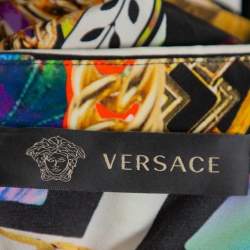 Versace Multicolor Multiprinted Silk Belted Button Front Mini Dress M