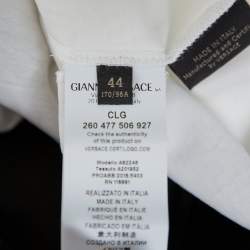 مملوكة مسبقًا Versace Monochrome Cotton Logo Embroidered & Printed Crewneck T-Shirt M