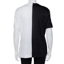 مملوكة مسبقًا Versace Monochrome Cotton Logo Embroidered & Printed Crewneck T-Shirt M