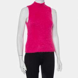 Versace Pink Mohair High Neck Sleeveless Tank Top M