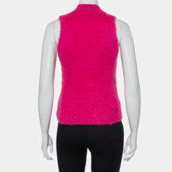 Versace Pink Mohair High Neck Sleeveless Tank Top M