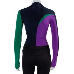 Versace Color Block Knit Long Sleeve High Neck Bodysuit S