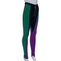 Versace Color Block Knit Zip Front Leggings S